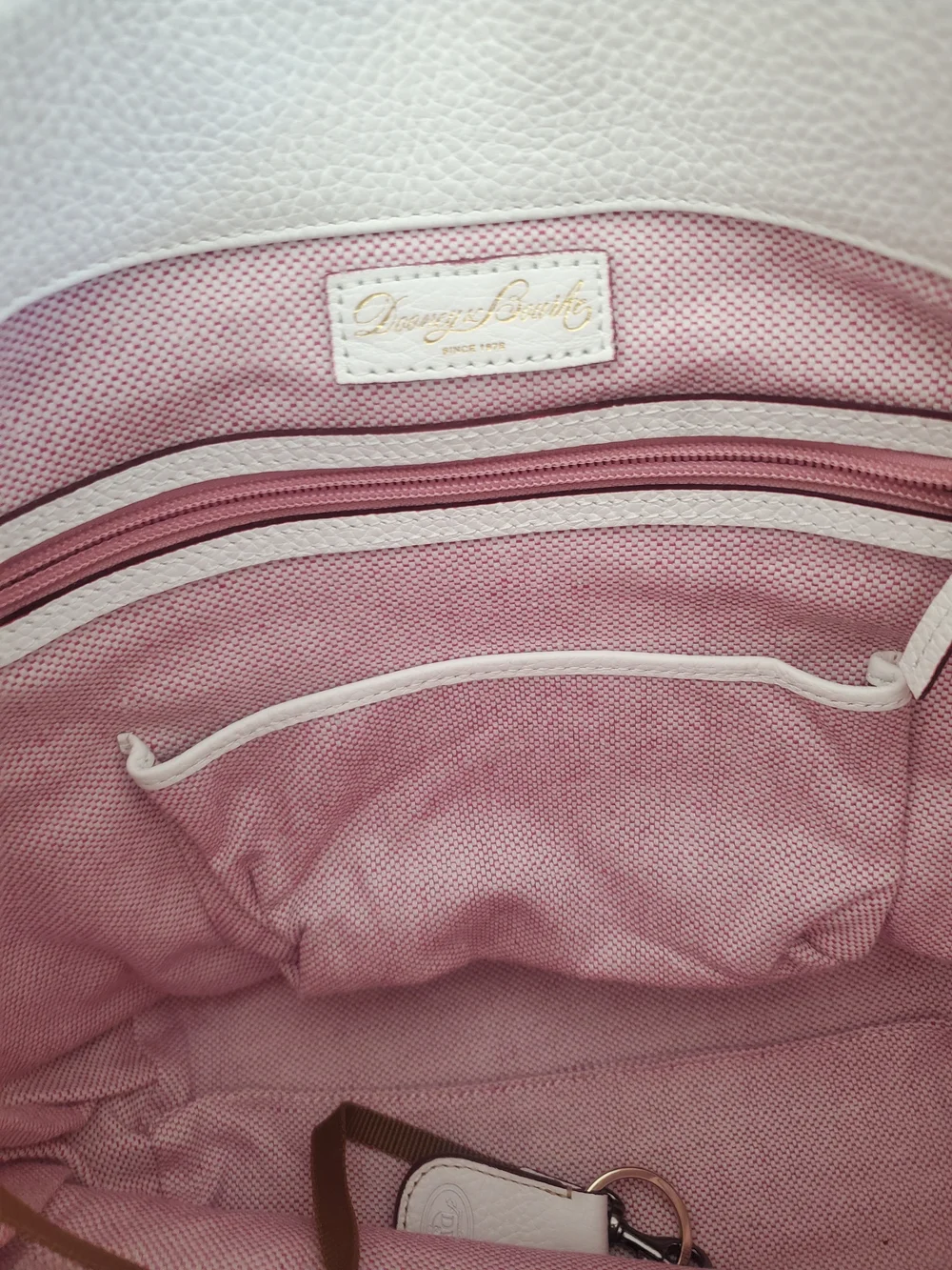 Dooney & Bourke White Luca Leather Women's Shoulder Bag with Gold Accent